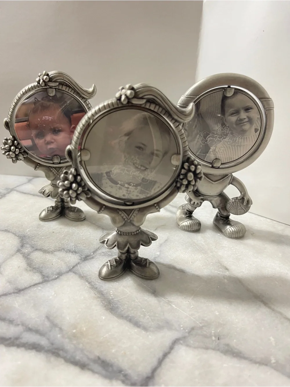 Sonoma Lot 3 Heavy Pewter Rotating Round Picture Frames Vintage style